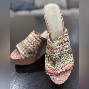 BC Born in California Multi Colored Wedges Sandals Shoes Size 9
